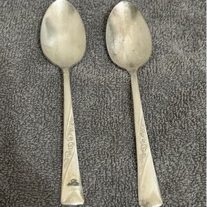Vintage 1953 Revelation II Silverplate 2 Spoons by International Silver Bridal
